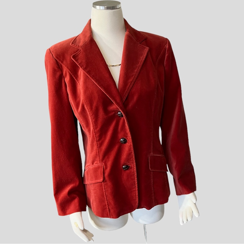 Peck and Peck Burnt Orange Faux Suede Blazer Size 12